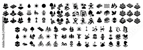 Outdoor activity icon set collection