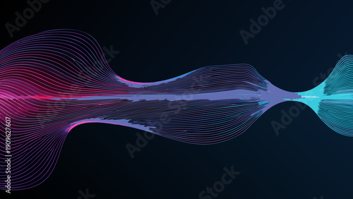 Abstract flowing lines of vibrant color creating a dynamic wave pattern