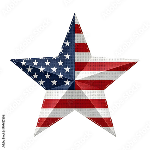 American flag star on president's and flag day isolated on transparent background