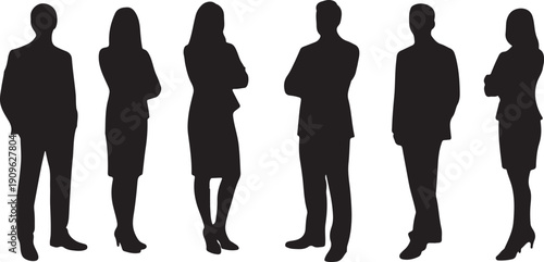 Silhouette People Standing Together Business Professional Style