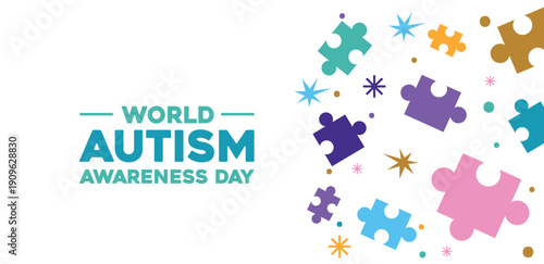 World Autism Awareness Day with Colorful Puzzle Pieces