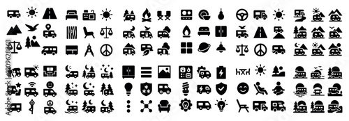 Camping and travel icon set collection