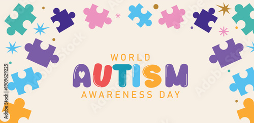 World Autism Awareness Day with Colorful Puzzle Pieces