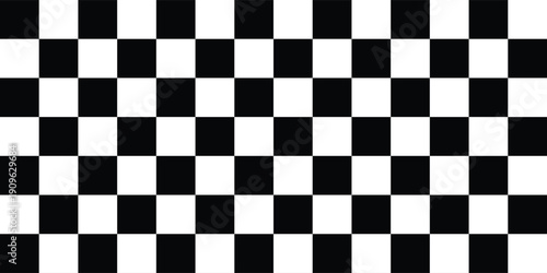 Black and white chess pattern. Checkerboard seamless vector illustration. Abstract checkered checkerboard for game. Grid geometric square shape. Race flag. Retro mosaic floor.