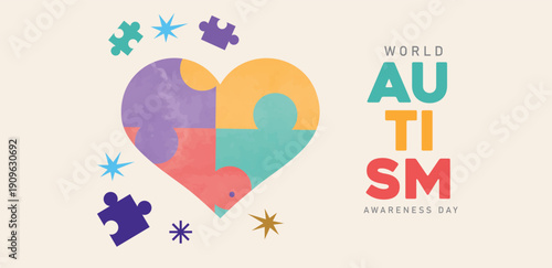 World Autism Awareness Day with Colorful Puzzle Pieces