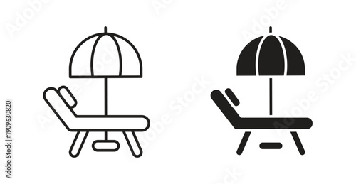 Beach chair with umbrella icon