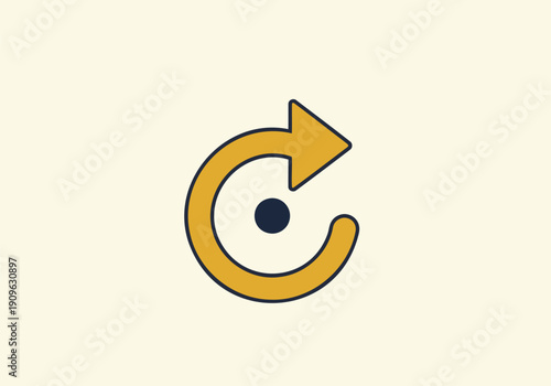 Yellow circular arrow with dot in center representing refresh or rotation