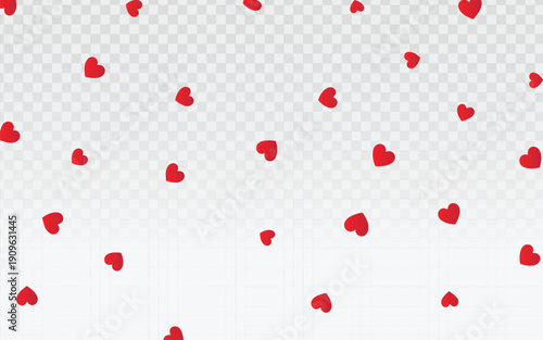 Red heart pattern vector background with evenly scattered romantic shapes on light backdrop, seamless love design ideal for Valentine themes, wedding invitations, greeting cards, banners, and digital 