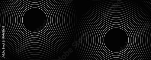 Create a bold look with a centric circle background featuring vector graphics of sound waves.