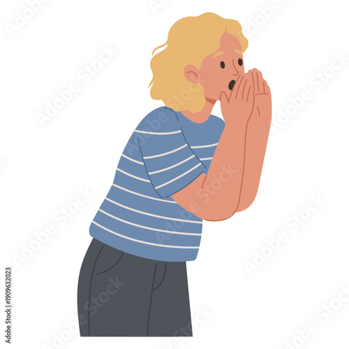 Young Woman Whispering Secret. Gossip and Confidential Conversation Concept, Flat Vector Illustration