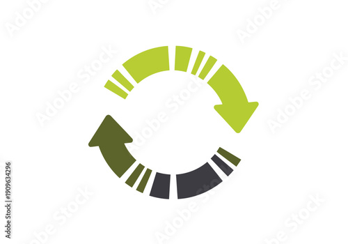 Circular arrows representing recycling process and continuous cycle