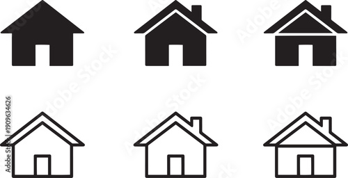 Set of vector house silhouettes bundle of modern home designs architecture icons