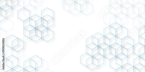 abstract geometric blue texture background. blue hexagon 3D background texture. 3d rendering illustration. Clear pattern abstract background hexagon .Futuristic abstract banner.	