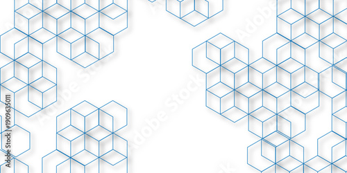 abstract geometric blue texture background. blue hexagon 3D background texture. 3d rendering illustration. Clear pattern abstract background hexagon .Futuristic abstract banner.	
