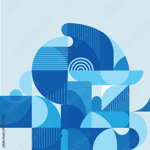 Clean Cerulean Blue Abstract Composition