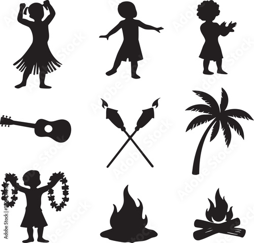 set of silhouettes of women