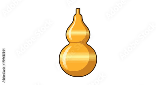 A shiny golden gourd bottle, often associated with prosperity and good luck, depicted as a polished and smooth vector illustration with a radiant, reflective surface