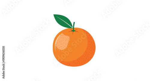 A bright, vibrant, and juicy orange fruit with a green leaf, isolated on a white background, symbolizing freshness and natural goodness for health and wellness