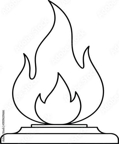 A simple line drawing of a flame on a pedestal