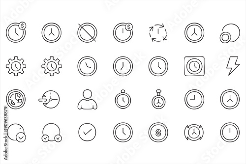 Time management and deadline outline icon collection