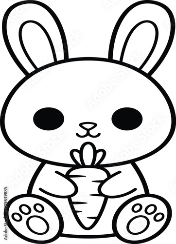 Cute cartoon bunny holding a carrot