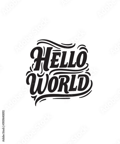 Hello World Typography - Iconic Programming Greeting Design