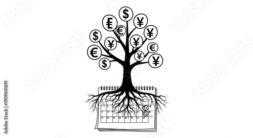 Lightbulb Money Tree with Dollar Coins, Financial Growth from Innovation Concept, Isolated White Background