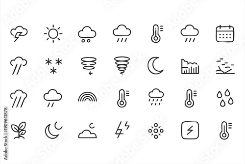 Meteorology app interface linear symbols