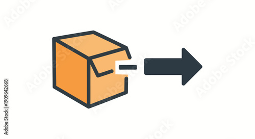 An orange box with a black outline ejects a small white rectangle to the right.