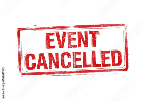 Event cancelled stamp isolated on transparent background