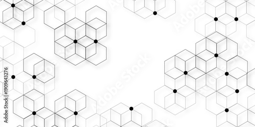 Abstract hexagon white background with shadow .white background Futuristic blue neon honeycombs. Modern technology design. Vector illustration.	