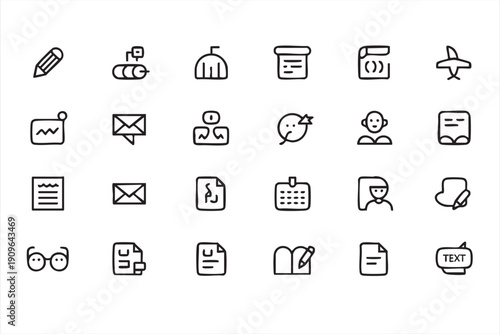 Content marketing and writing outline icon collection