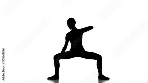 Wallpaper Mural A black silhouette of a dancer poised mid-movement against a bright white backdrop Torontodigital.ca