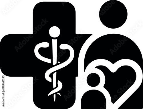 Gender equality symbol with male and female icons medical caduceus healthcare diversity inclusivity flat design vector illustration