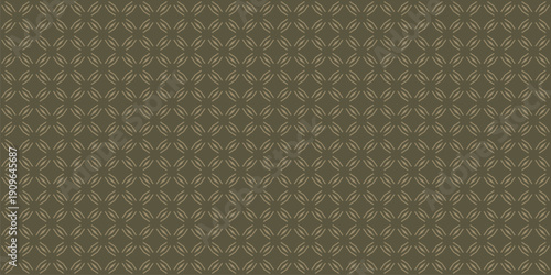 Elegant abstract vector geometric seamless pattern. Subtle background in olive brown color. Simple minimal oriental ornament. Texture with diamond grid, stars, lines, leaf shapes. Repeating geo design