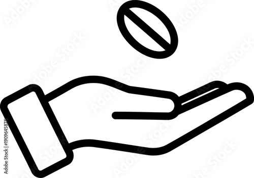 A hand holding a single coffee bean, symbolizing a coffee break, energy boost, or the start of something.