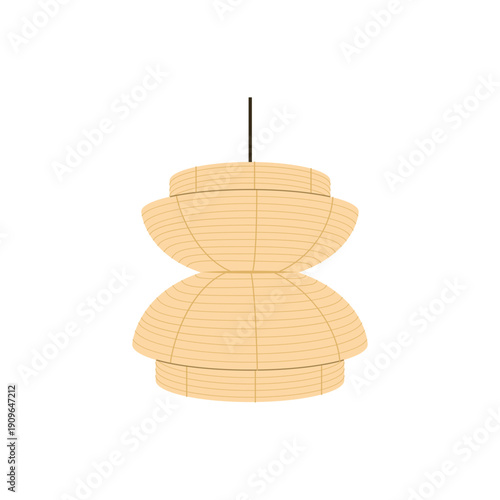 Minimal ceiling pendant lamp in soft neutral colors. Modern hanging light vector illustration for interior decor, Scandinavian style, cozy home lighting concepts, branding and contemporary posters.