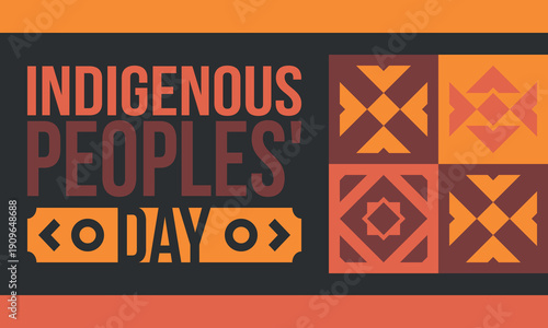 Indigenous Peoples' Day. Native American Day. American Indian culture. Heritage Month. Celebrate annual in United States. Tradition pattern. Poster, card, banner and background. Vector illustration