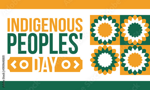 Indigenous Peoples' Day. Native American Day. American Indian culture. Heritage Month. Celebrate annual in United States. Tradition pattern. Poster, card, banner and background. Vector illustration