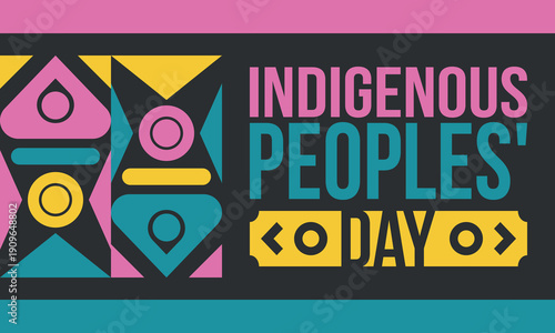 Indigenous Peoples' Day. Native American Day. American Indian culture. Heritage Month. Celebrate annual in United States. Tradition pattern. Poster, card, banner and background. Vector illustration