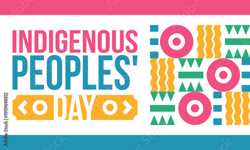 Indigenous Peoples' Day. Native American Day. American Indian culture. Heritage Month. Celebrate annual in United States. Tradition pattern. Poster, card, banner and background. Vector illustration