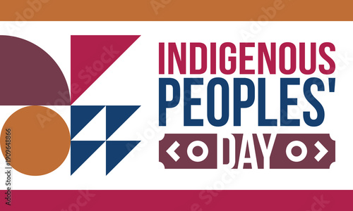 Indigenous Peoples' Day. Native American Day. American Indian culture. Heritage Month. Celebrate annual in United States. Tradition pattern. Poster, card, banner and background. Vector illustration