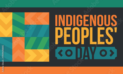 Indigenous Peoples' Day. Native American Day. American Indian culture. Heritage Month. Celebrate annual in United States. Tradition pattern. Poster, card, banner and background. Vector illustration