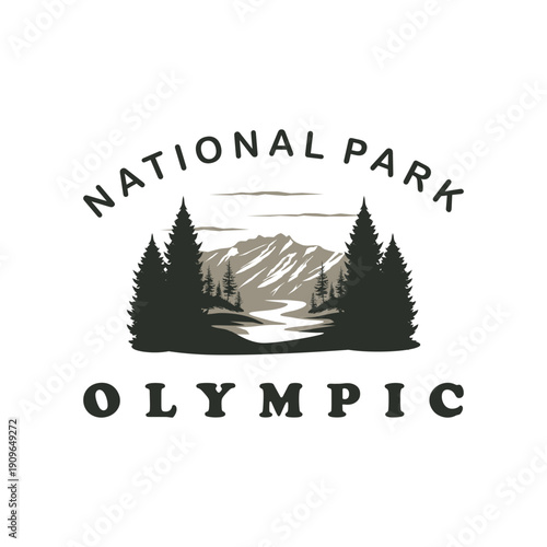 Olympic national park vintage retro logo icon and symbol vector illustration design template