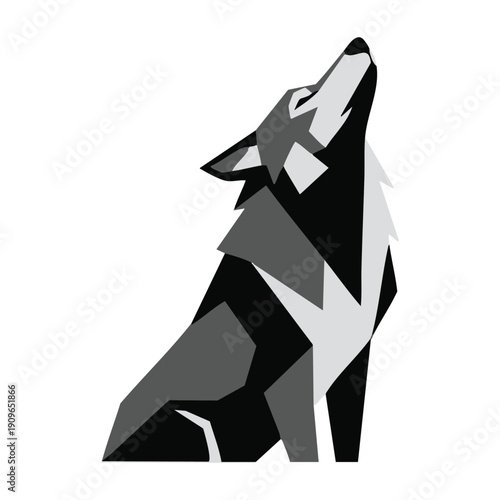 Geometric Abstract Wolf Illustration, Angular Vector Design, Bold Minimalist Animal, Strength and Awakening Symbol