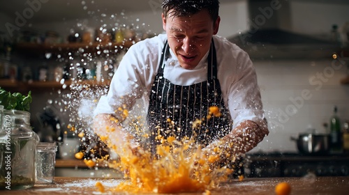 Wallpaper Mural Chef Preparing Fresh Orange Juice. Torontodigital.ca