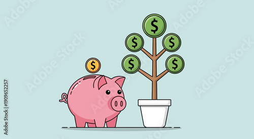 Money Trees with Gold Dollar Coins and Green Leaves Growing on Isolated White Background, Concept of Financial Growth, Investment, and Wealth