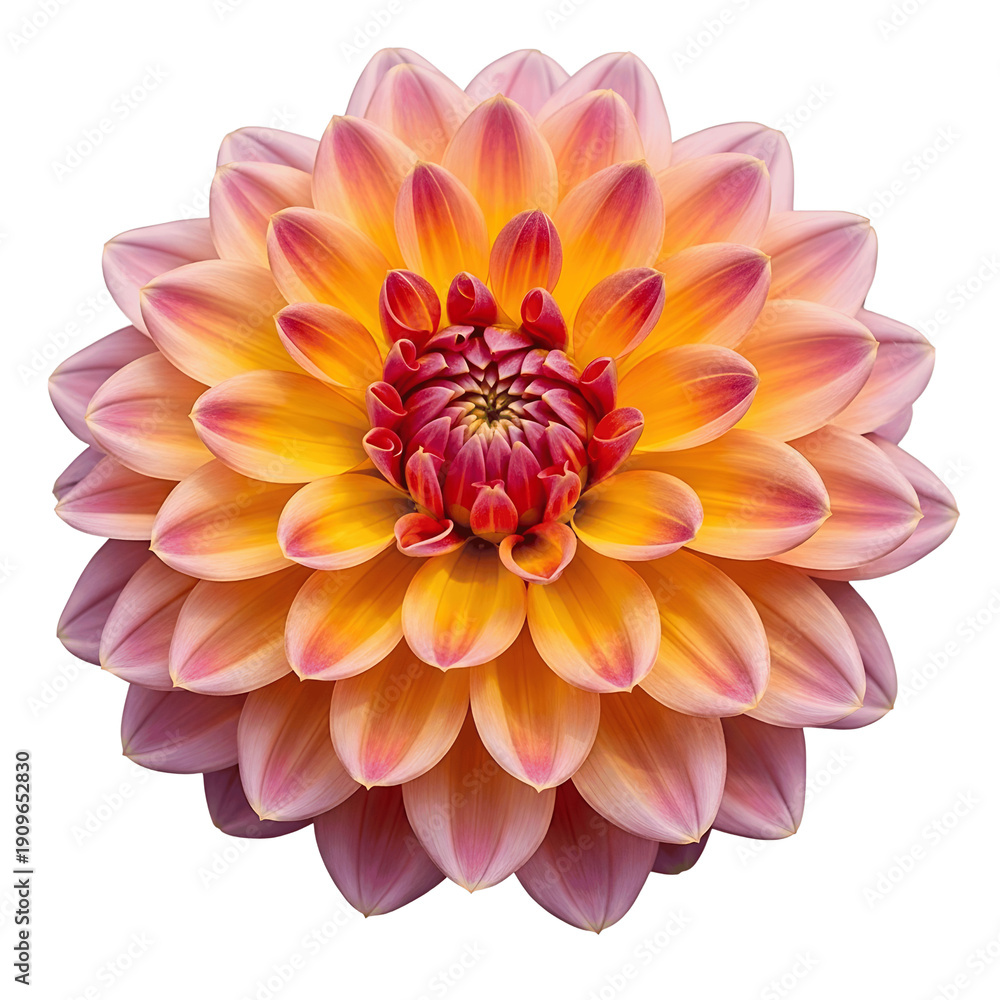 Fototapeta premium A vibrant dahlia flower in full bloom against a black background