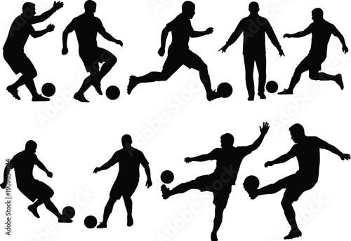 Soccer Football Players Silhouette Set