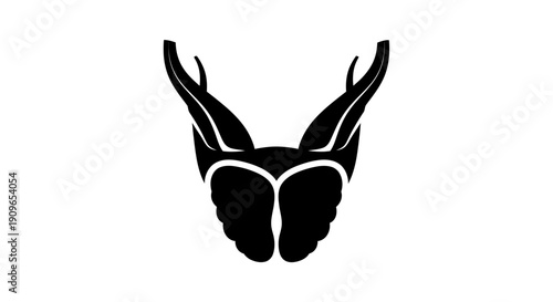 An illustration of a stylized animal head with horns on a white background 4y7 (156)